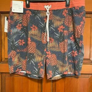 NWT Goodfellow & Co Gray and Coral Board Shorts Swimwear